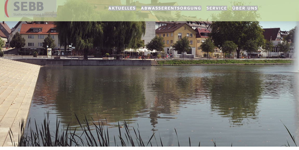 Die Startseite der Böblinger Stadtentwässerung.