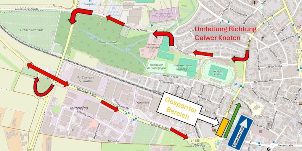 So sieht der Umleitungsvorschlag der Stadtwerke aus.