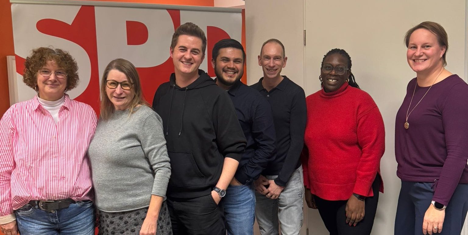 Der neue Vorstand der Böblinger SPD (von links): Beate Bartholomä, Karin Brinker, Lukas Häberle (Vorsitzender), Olcay Miyanyedi (stellvertretender Vorsitzender), Holger Chemnitz, Mobolaji Konnerth (Schriftführerin), Lucienne Graupe (Kassiererin).