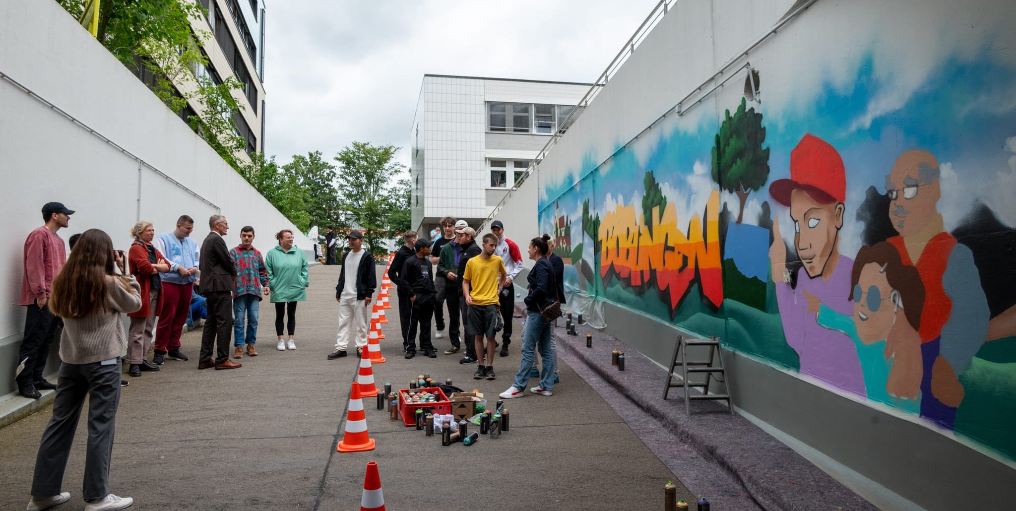 Ein Graffiti ziert künftig die Einfahrt zur Tiefgarage des Landratsamts Böblingen. Bild: Nüßle