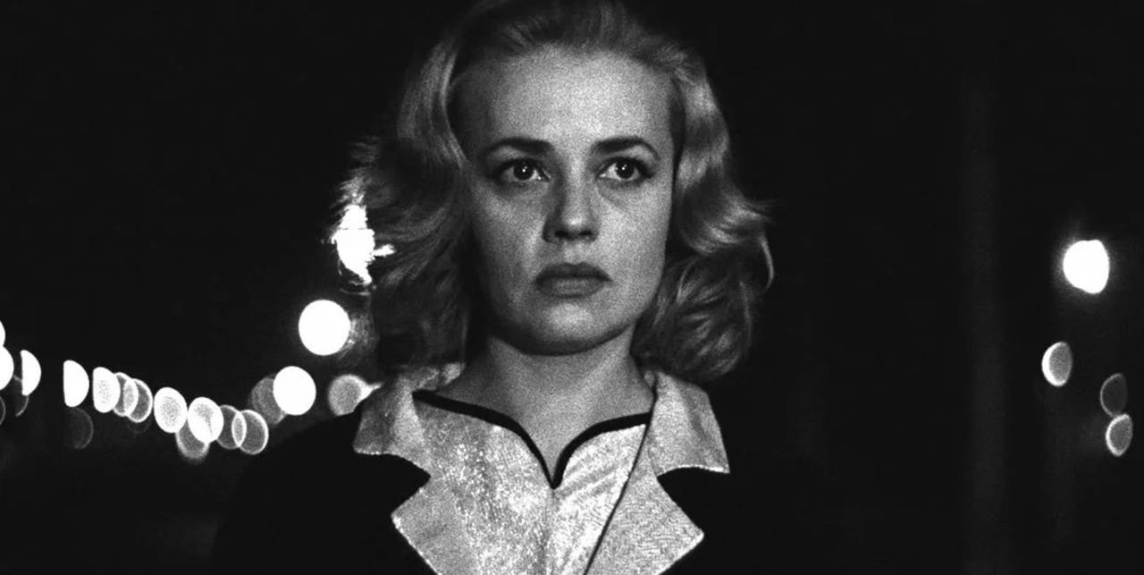 Jeanne Moreau in „Fahrstuhl zum Schafott“.