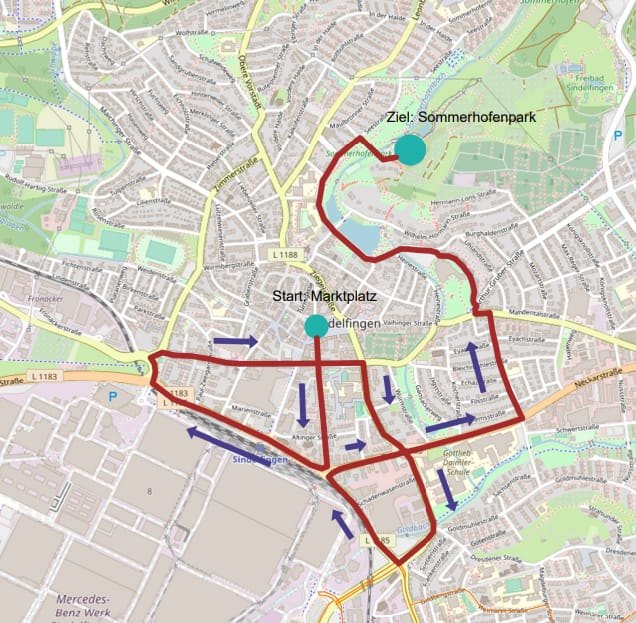 Unsere Karte zeigt den Verlauf der Raddemonstration.