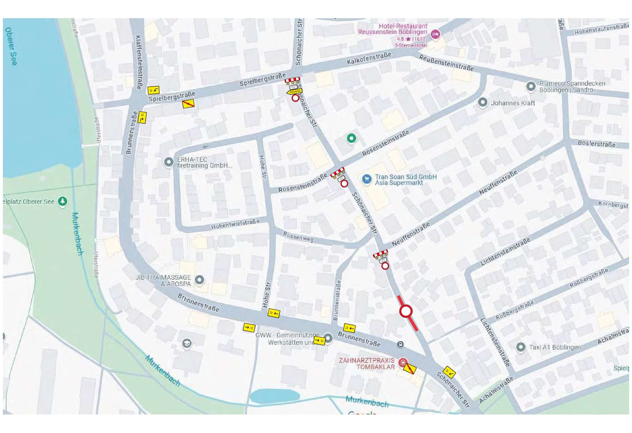 Die Grafik zeigt die Sperrung und mögliche Umleitungen