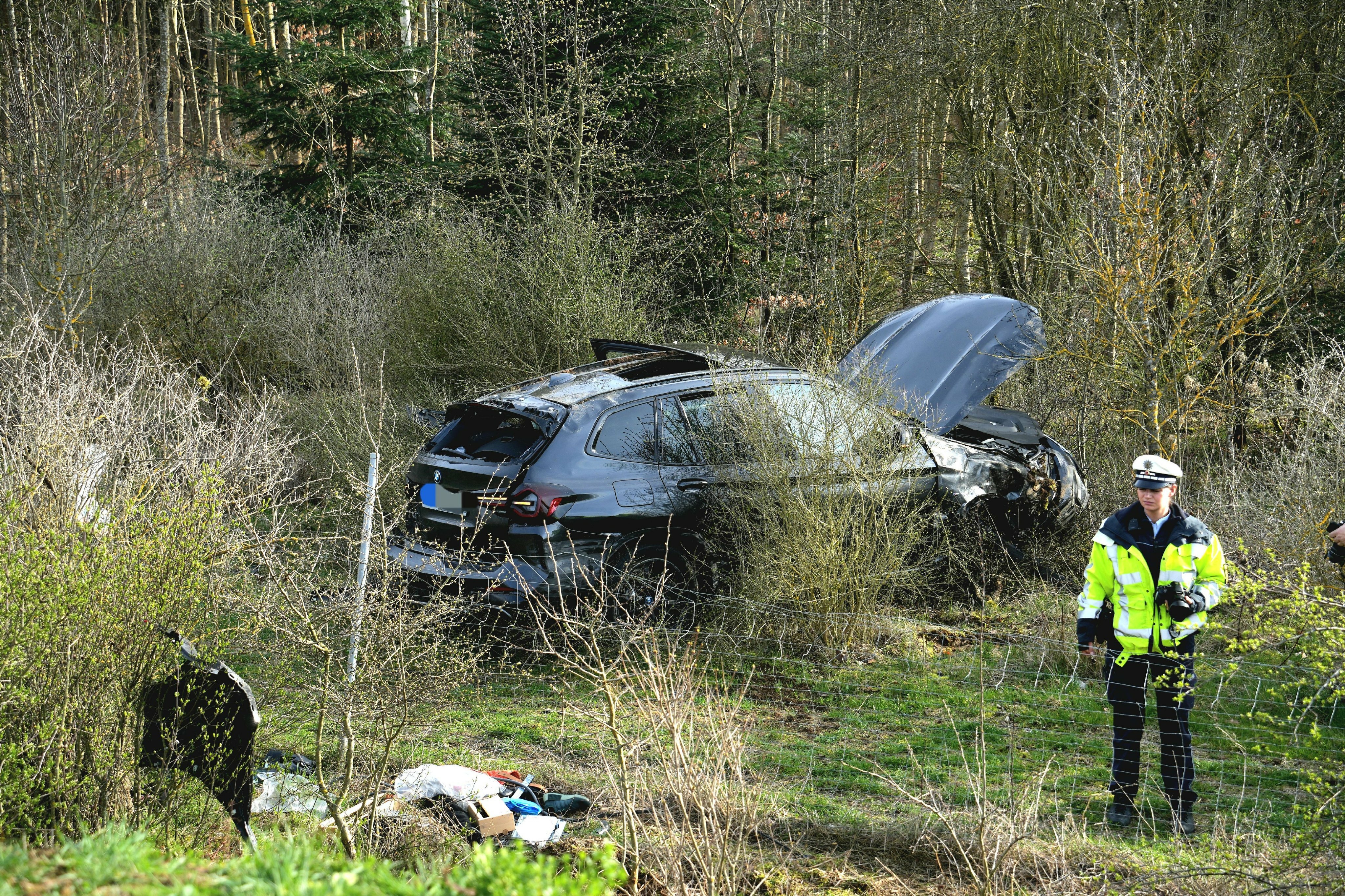 Das Auto landete im Straßengraben.