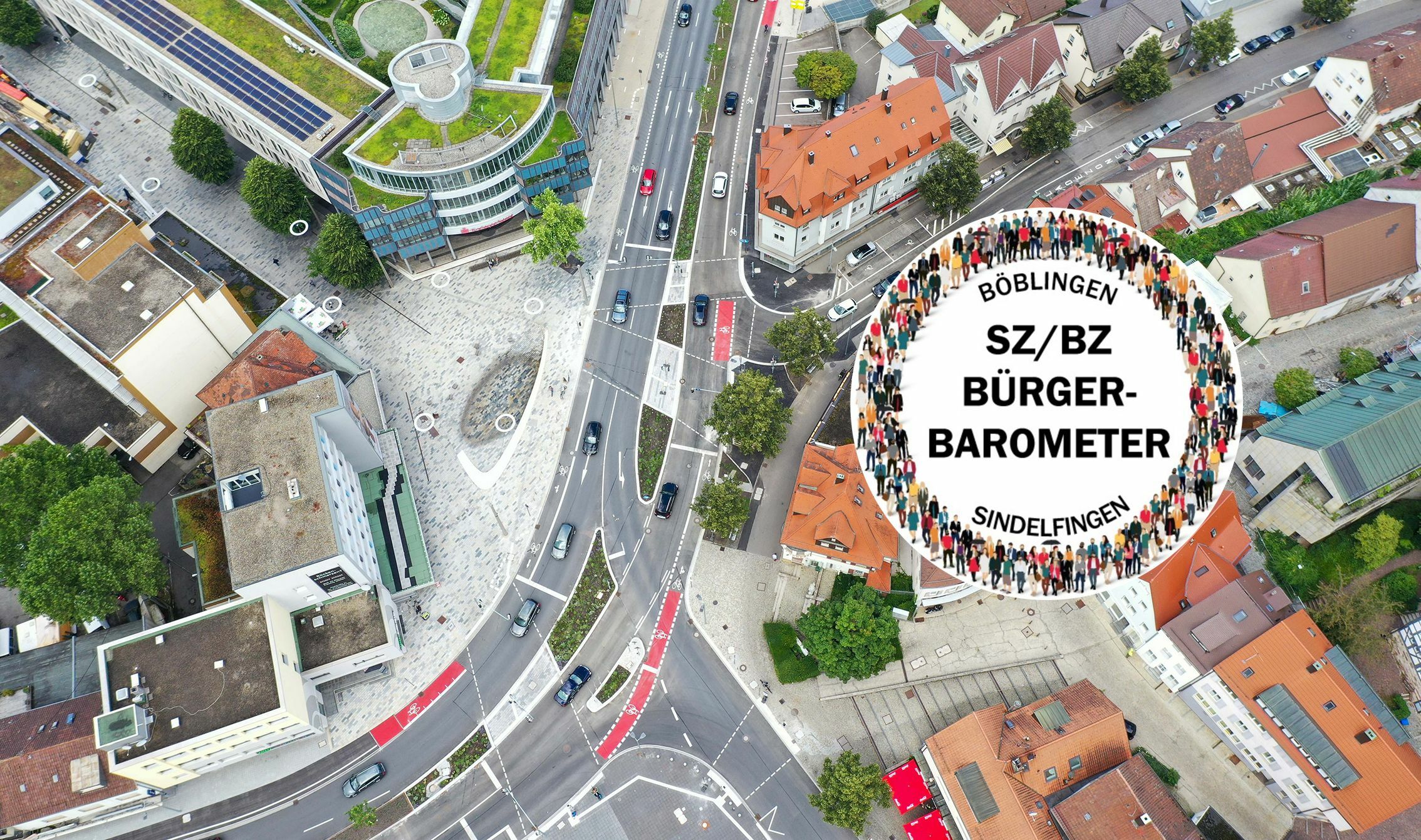 Der Umbau des Elbenplatzes wird von den Böblingern überwiegend als gelungen bewertet – rund ein Viertel der Einwohner finden daran allerdings kaum bis gar keinen Gefallen. Bild: Dettenmeyer/Grafik: Teufel