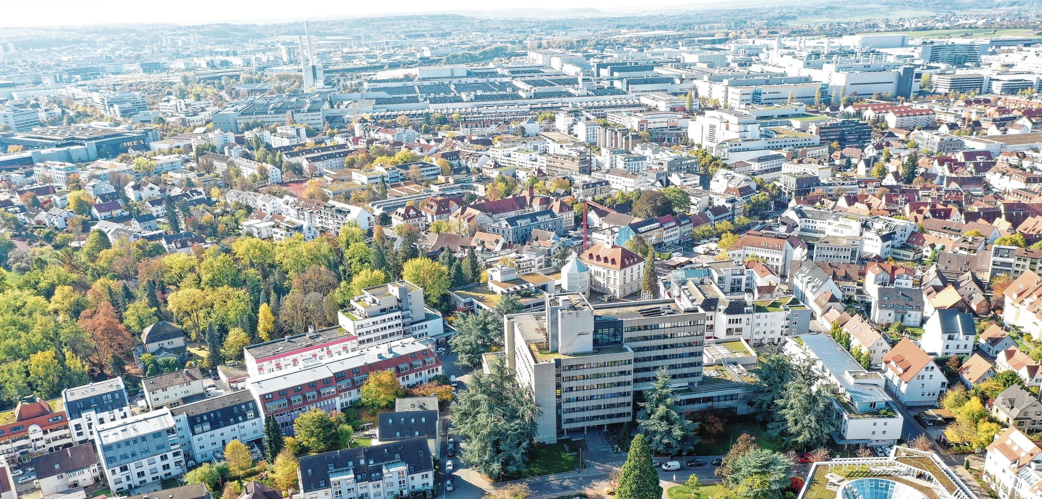 Sindelfingen von oben. Die Perspektive: ein wenig unklar.
