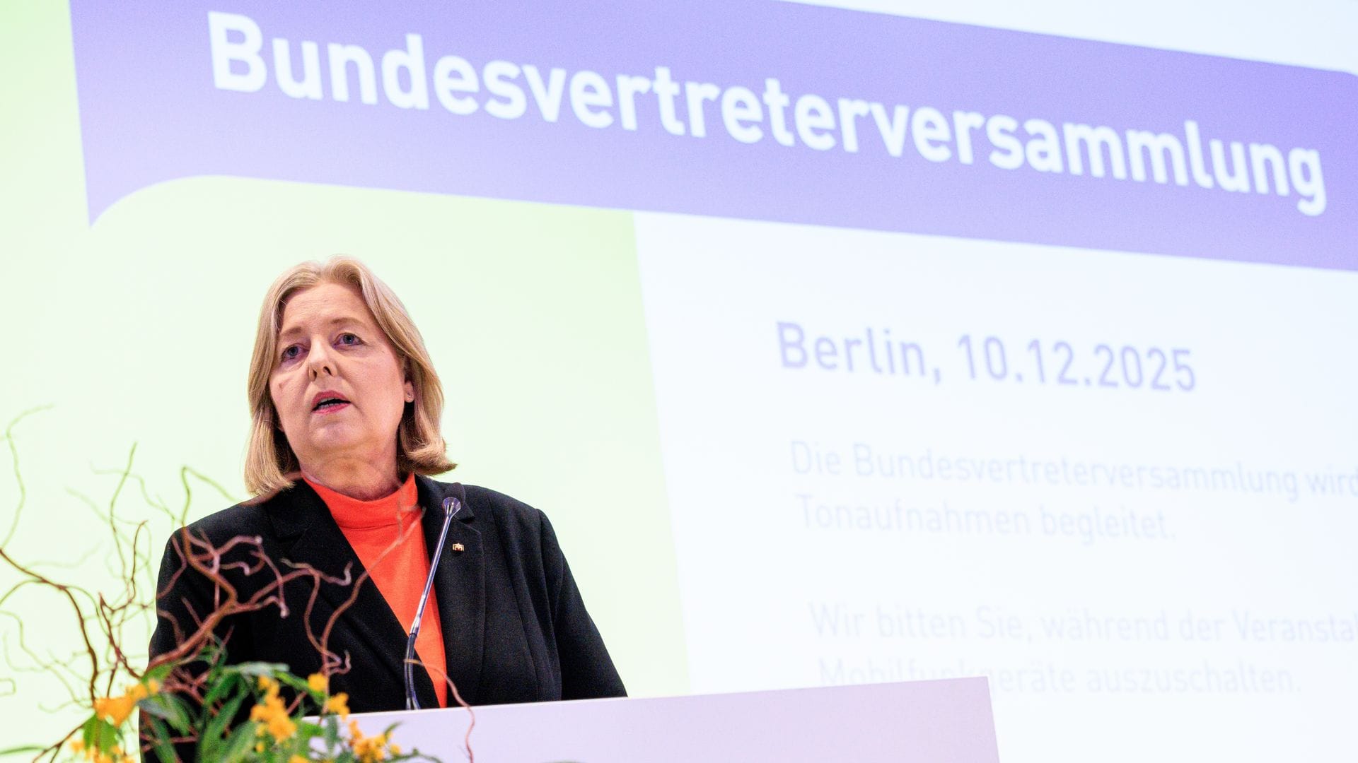 Bundesarbeitsministerin Bärbel Bas (SPD) vor Vertretern der Rentenversicherung im Dezember. (Archivbild)