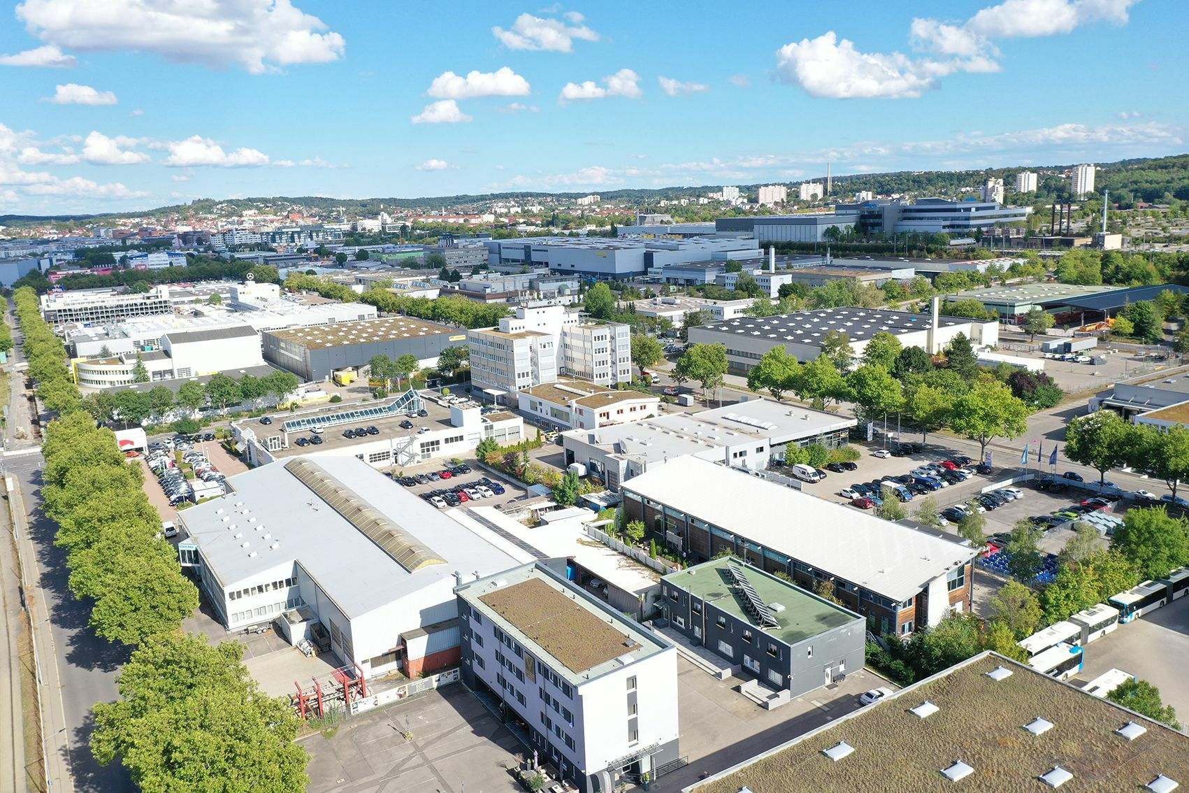 Auf der Böblinger Hulb befinden sich viele Unternehmen, die mit dazu beitragen, dass der Landkreis weiterhin der Kreis mit dem höchsten Innovationspotenzial in Baden-Württemberg ist. Damit verbunden ist auch eine hohe Arbeitsplatzsicherheit. Bild: Dettenmeyer