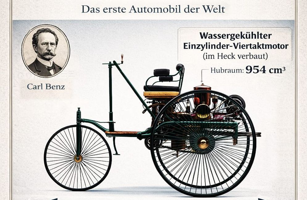 Die SZ/BZ-Montagsgrafik zum ersten praxistauglichen Kraftwagen der Welt.