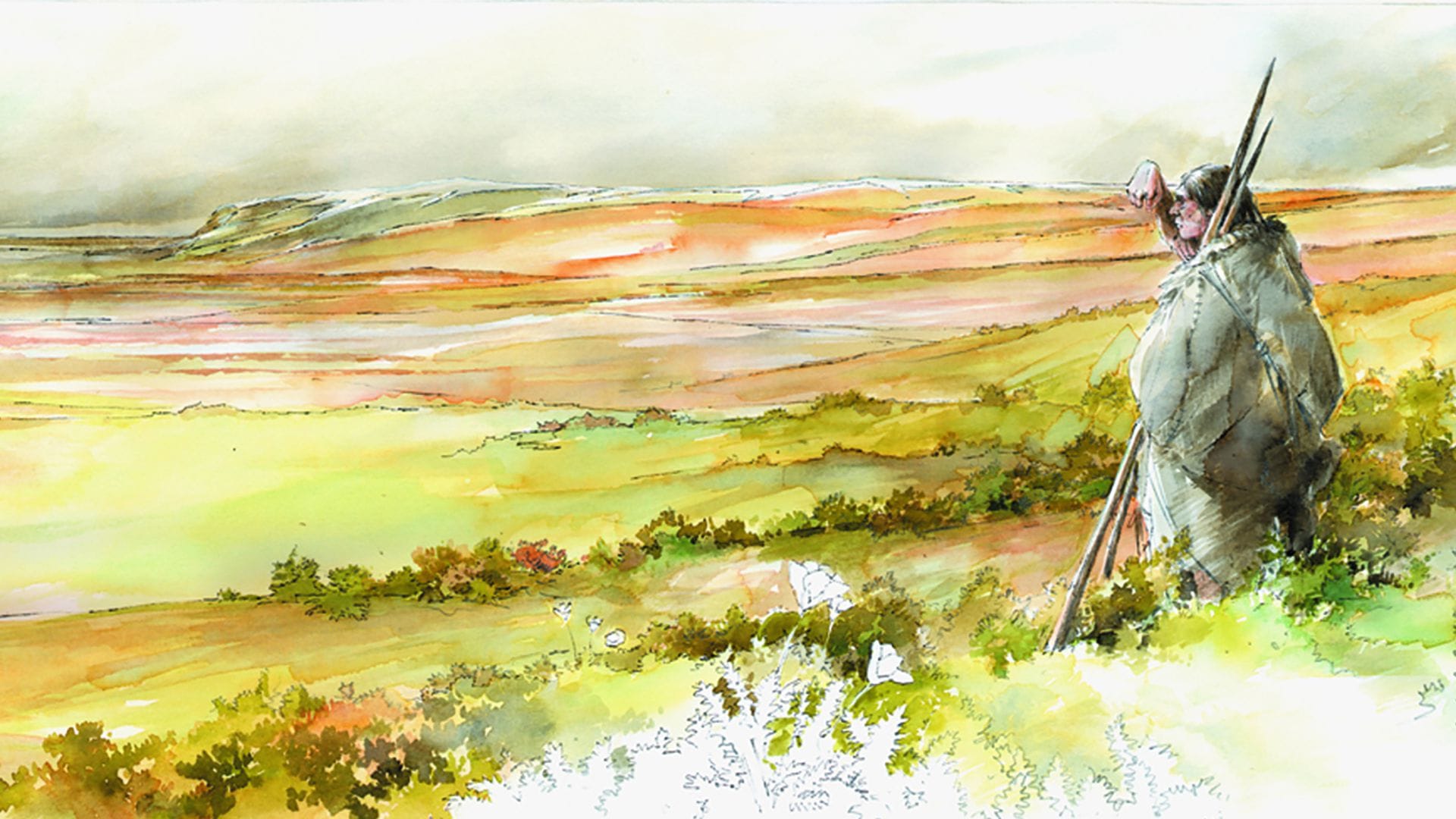 Künstlerische Darstellung der Landschaft, in der die Neandertaler in der Eiszeit lebten.