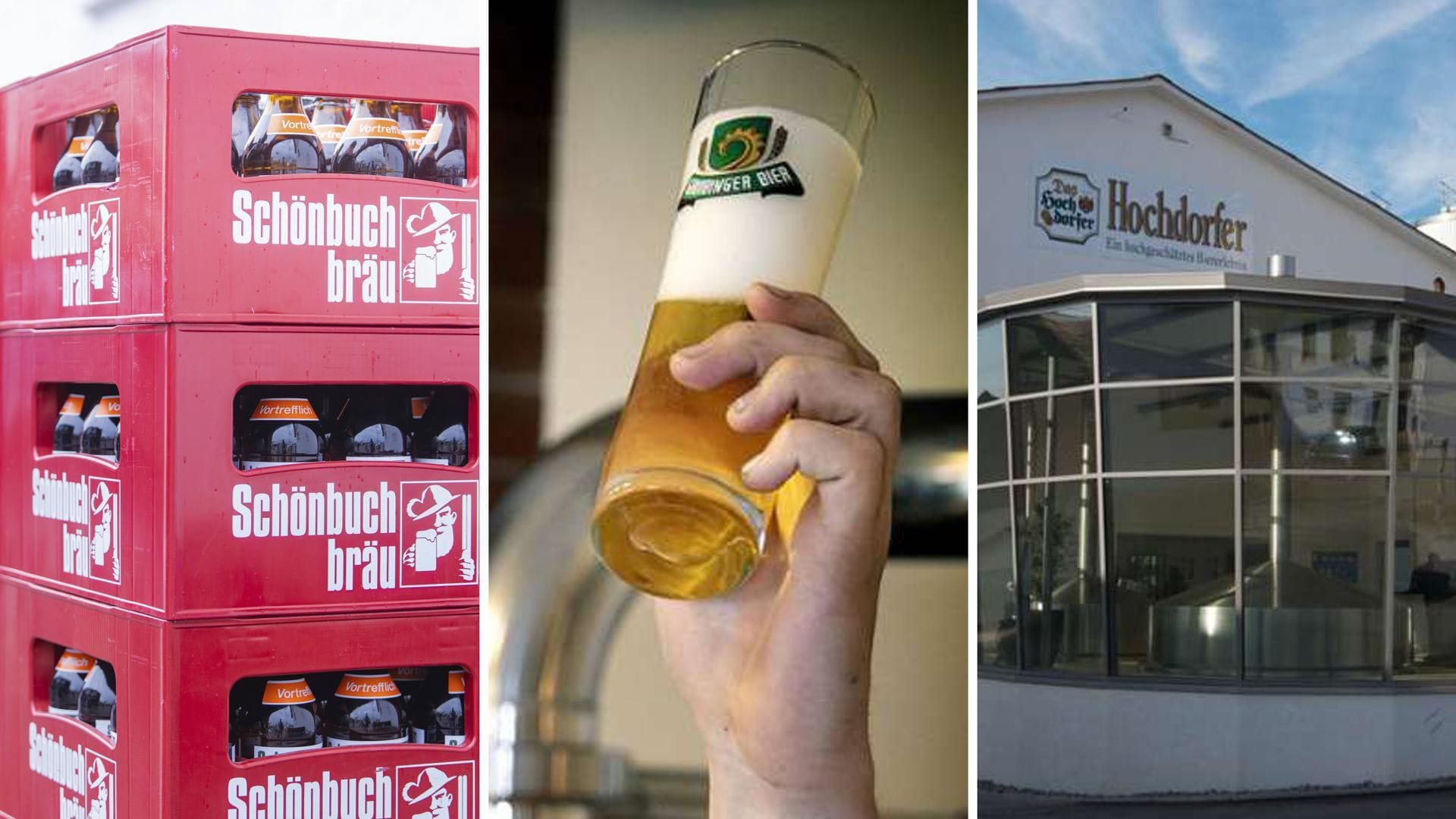 Bierkästen der Schönbuch Braumanufaktur aus Böblingen,  Bier der Lammbrauerei in Gruibingen im Kreis Göppingen und die Brauerei von Hochdorfer im Kreis Calw.