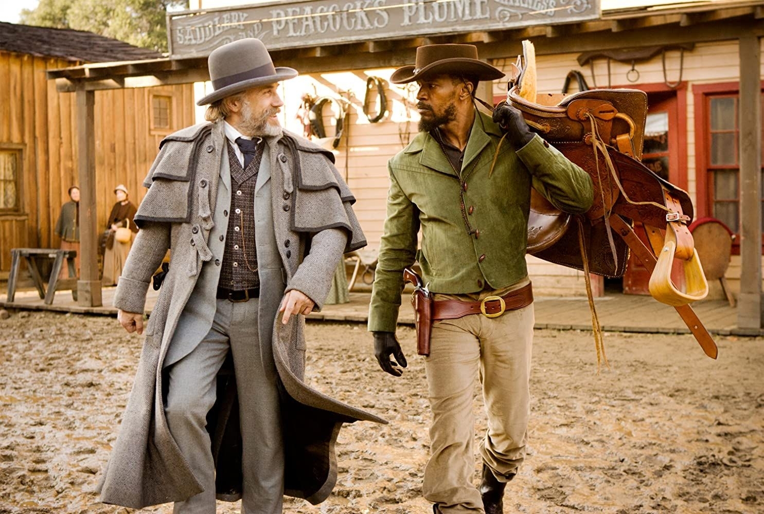 Christoph Waltz und Jamie Foxx haben eine Mission. Sie heißt „Django unchained“. Und ist ziemlich gefährlich.   Bild: z