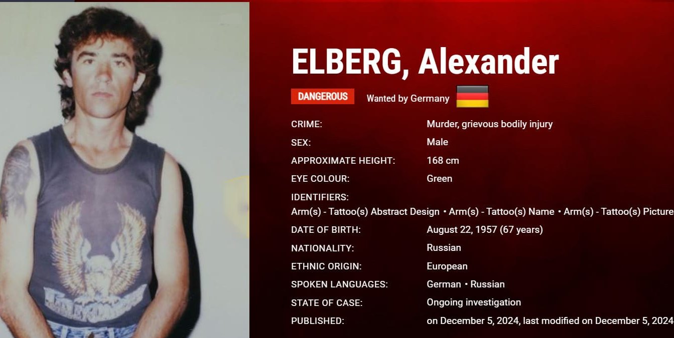 So fahndet Europol im Internet nach Alexander Elberg.