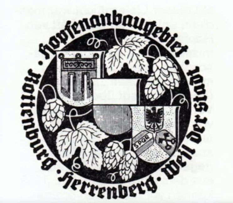Das Logo der Hopfenverwertungsgenossenschaft Rottenburg-Herrenberg-Weil der Stadt, die 1953 gegründet wurde.