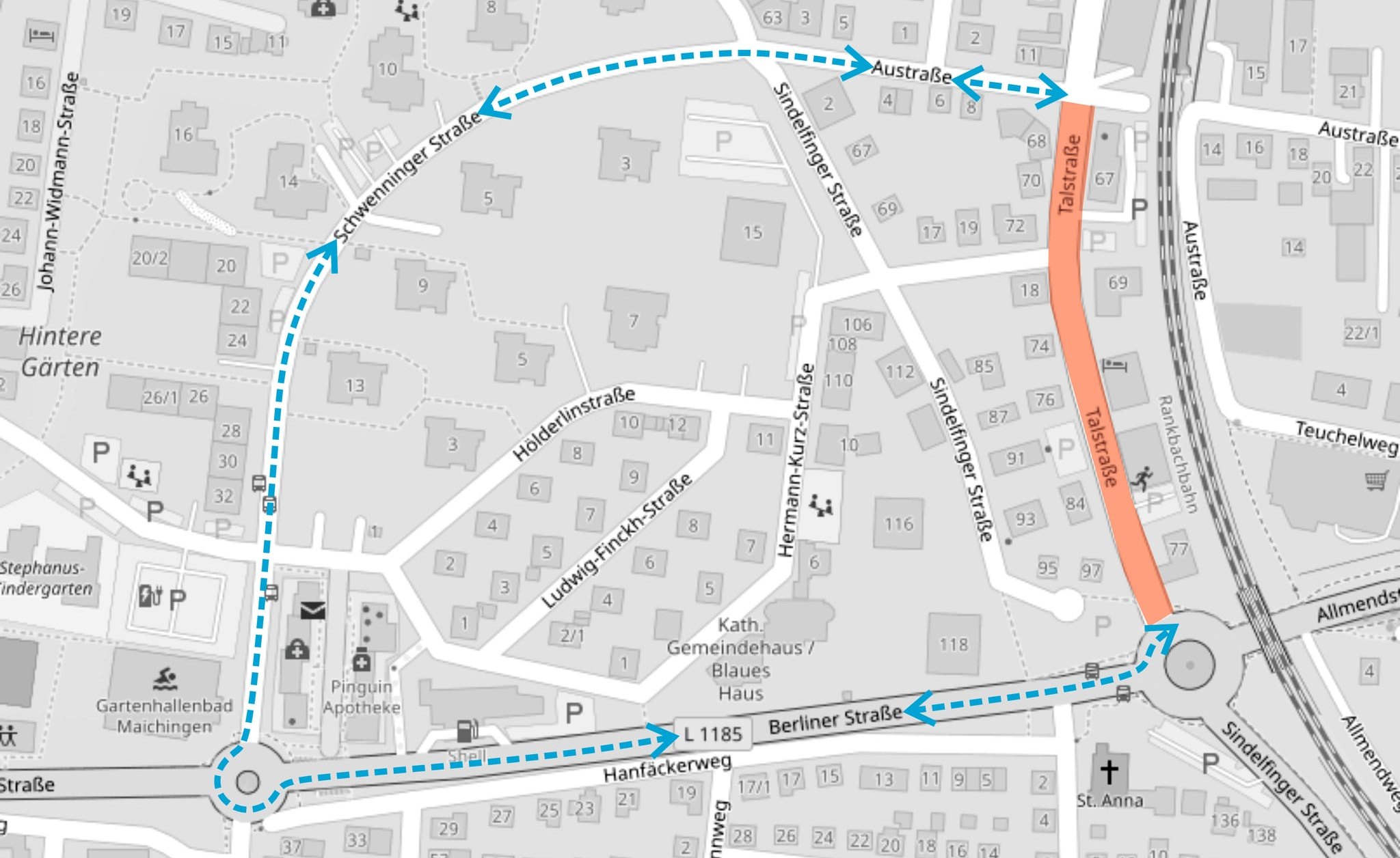 Die Talstraße ist ab 27. Oktober gesperrt, eine Umleitung wird ausgeschildert.