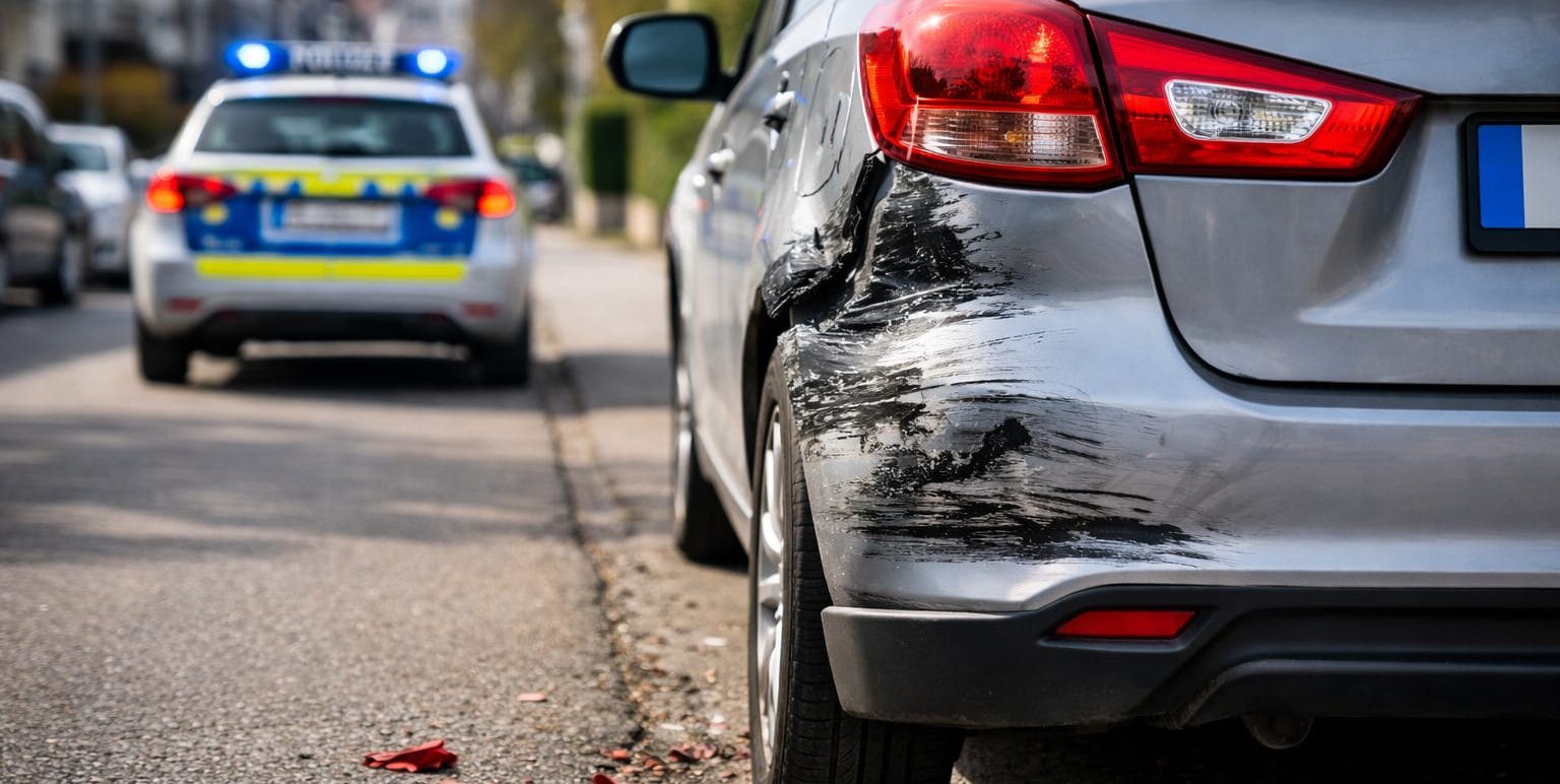 Polizeieinsatz nach Unfall.