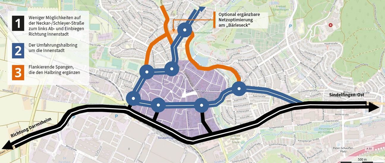 So könnte die Stadt sich die neue Verkehrsführung in Sindelfingen vorstellen.