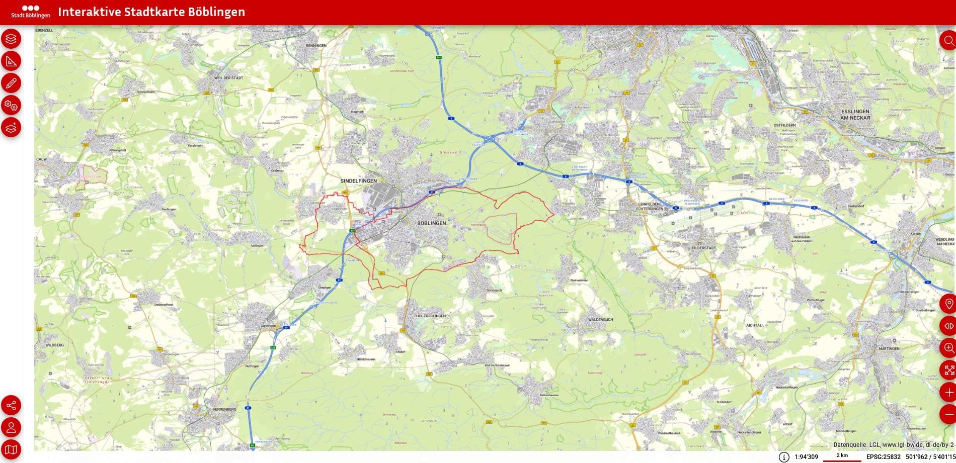 Auf einen Blick zu finden: Einrichtungen wie Schulen, Kindergärten oder Sportanlagen inBöblingen und Dagersheim.