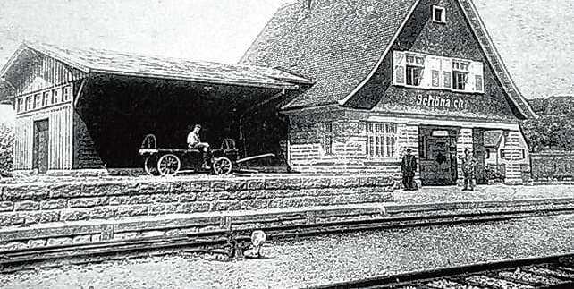 Der Schönaicher Bahnhof. Von 1922 bis 1954 rollten Züge zwischen Böblingen und Schönaich.