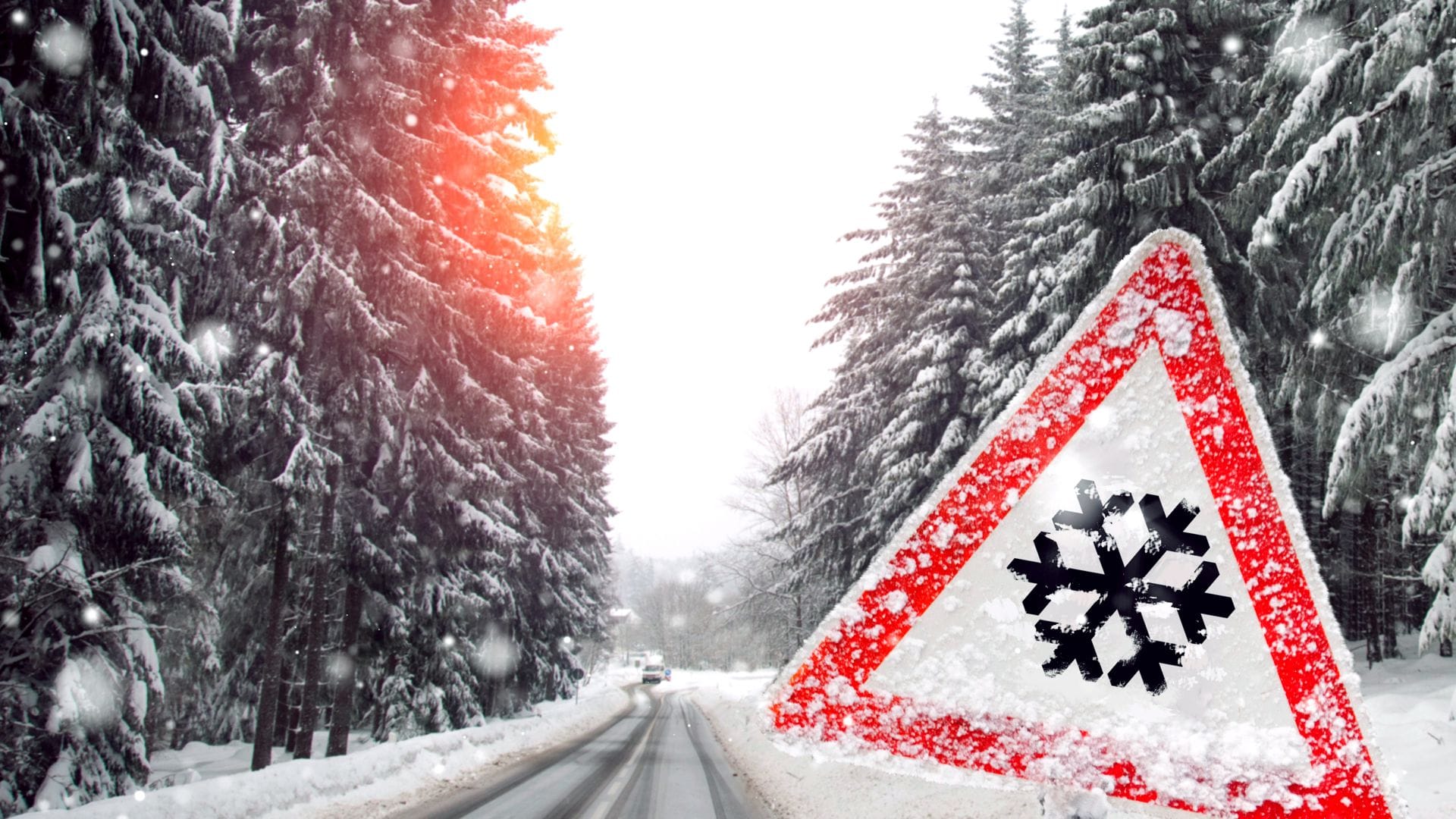 Vorsicht, Schneeglätte!