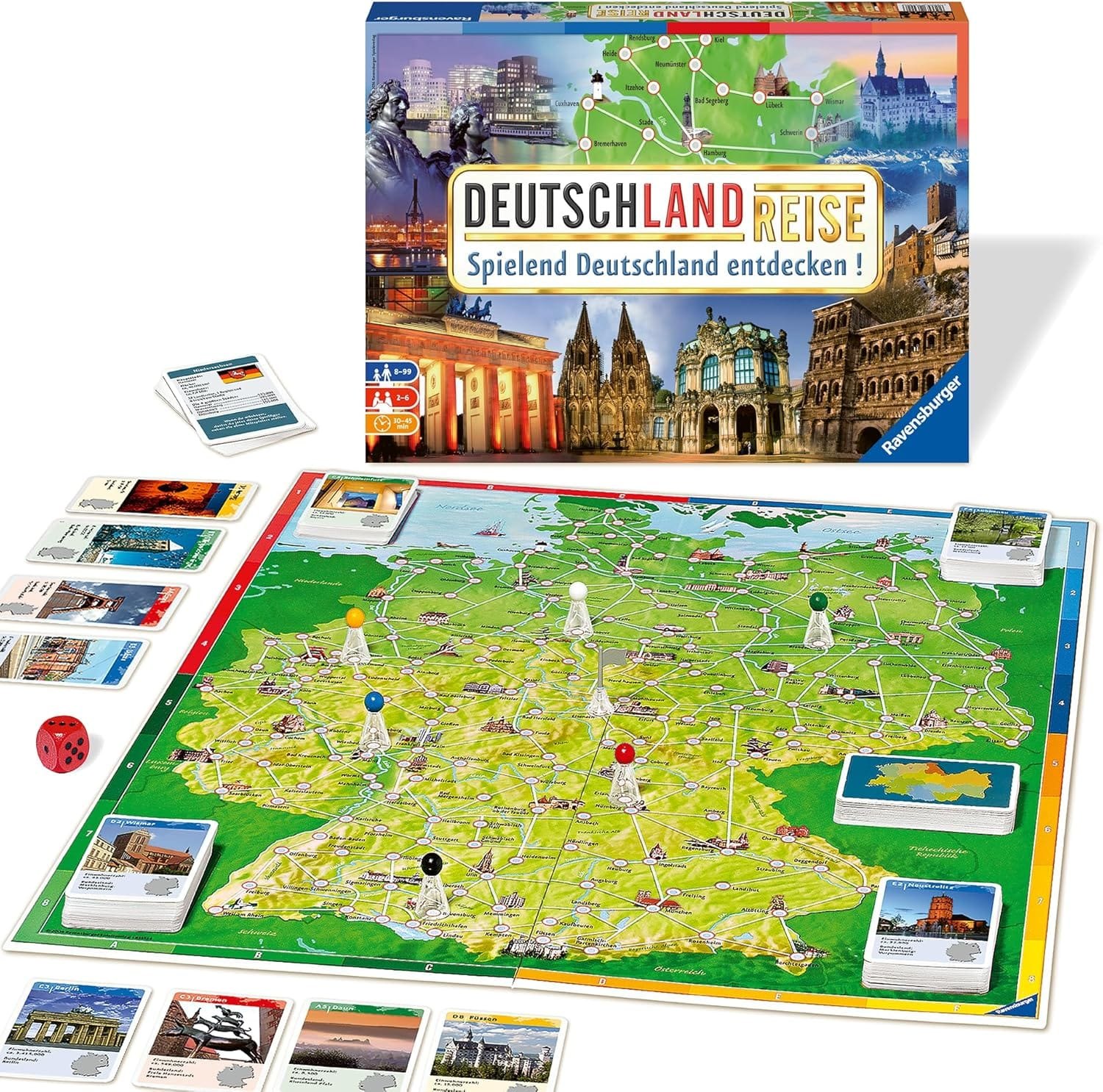 Mit dem Familienspiel „Deutschlandreise“ gehen Kinder und Eltern gemeinsam auf spielerische Entdeckungstour durch Deutschland.