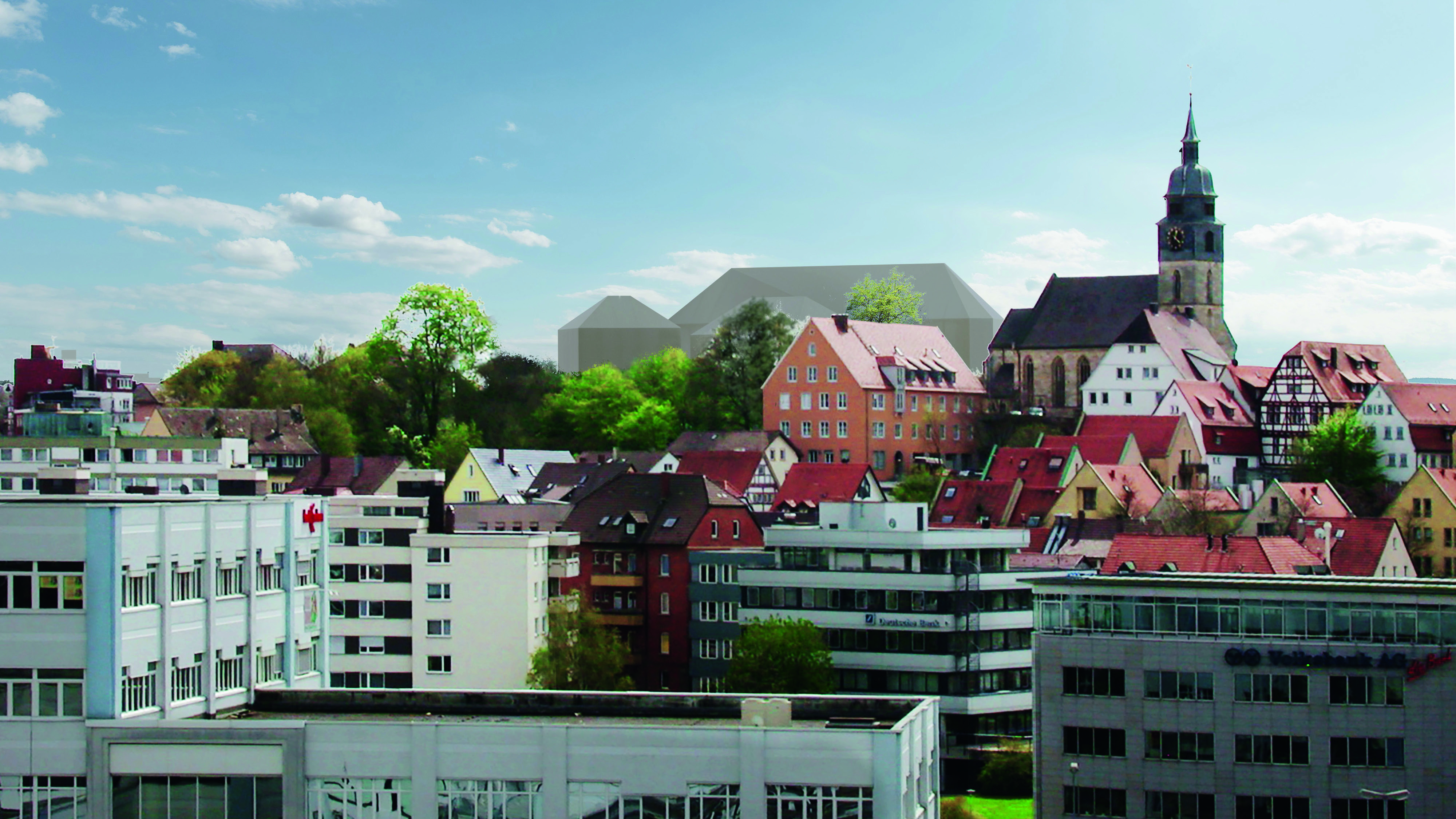Ansicht der geplanten Schlossberg-Bebauung. Bild: Barkow Leibinger