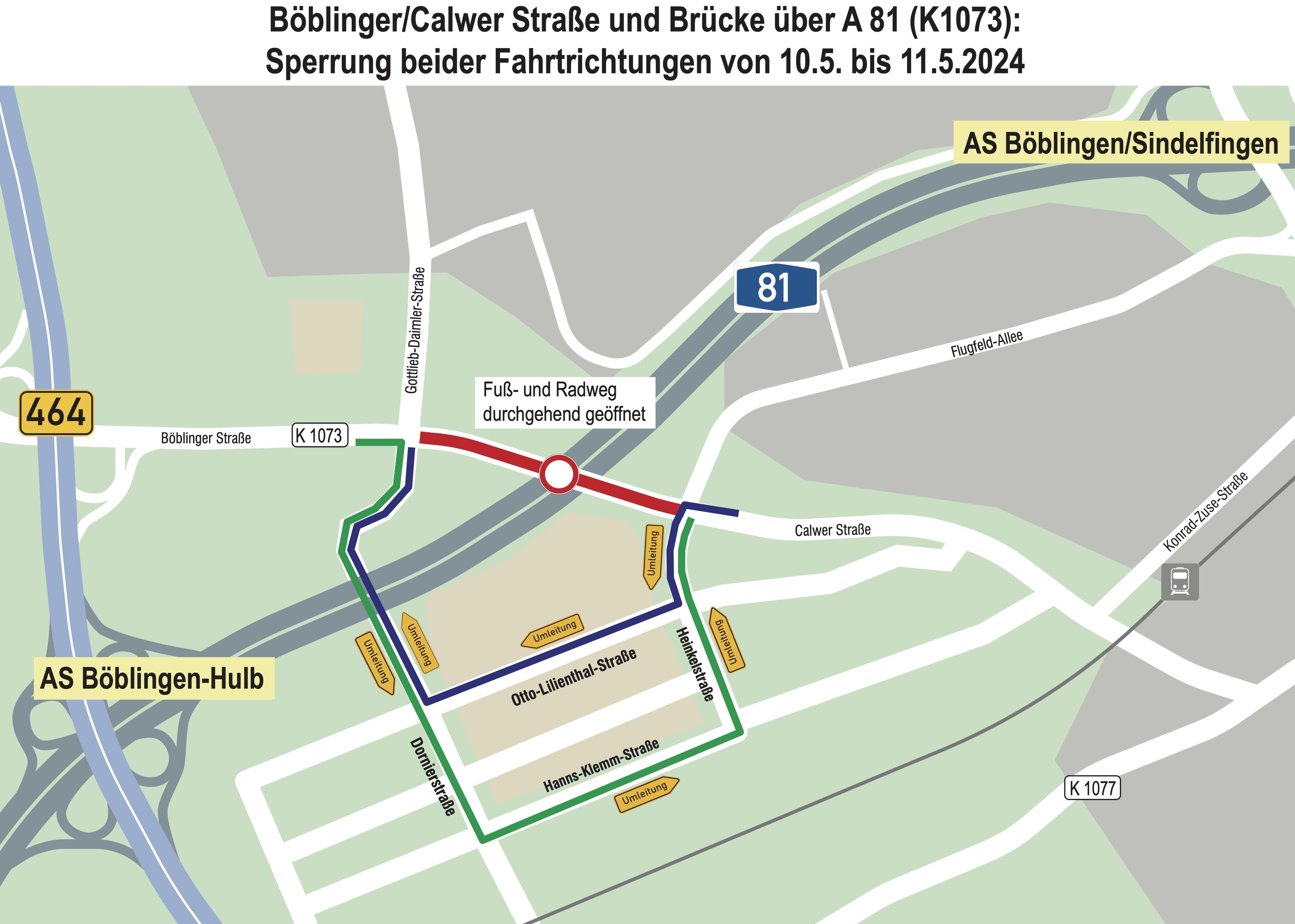 Autofahrer müsse diese Umleitungsstrecke nehmen.