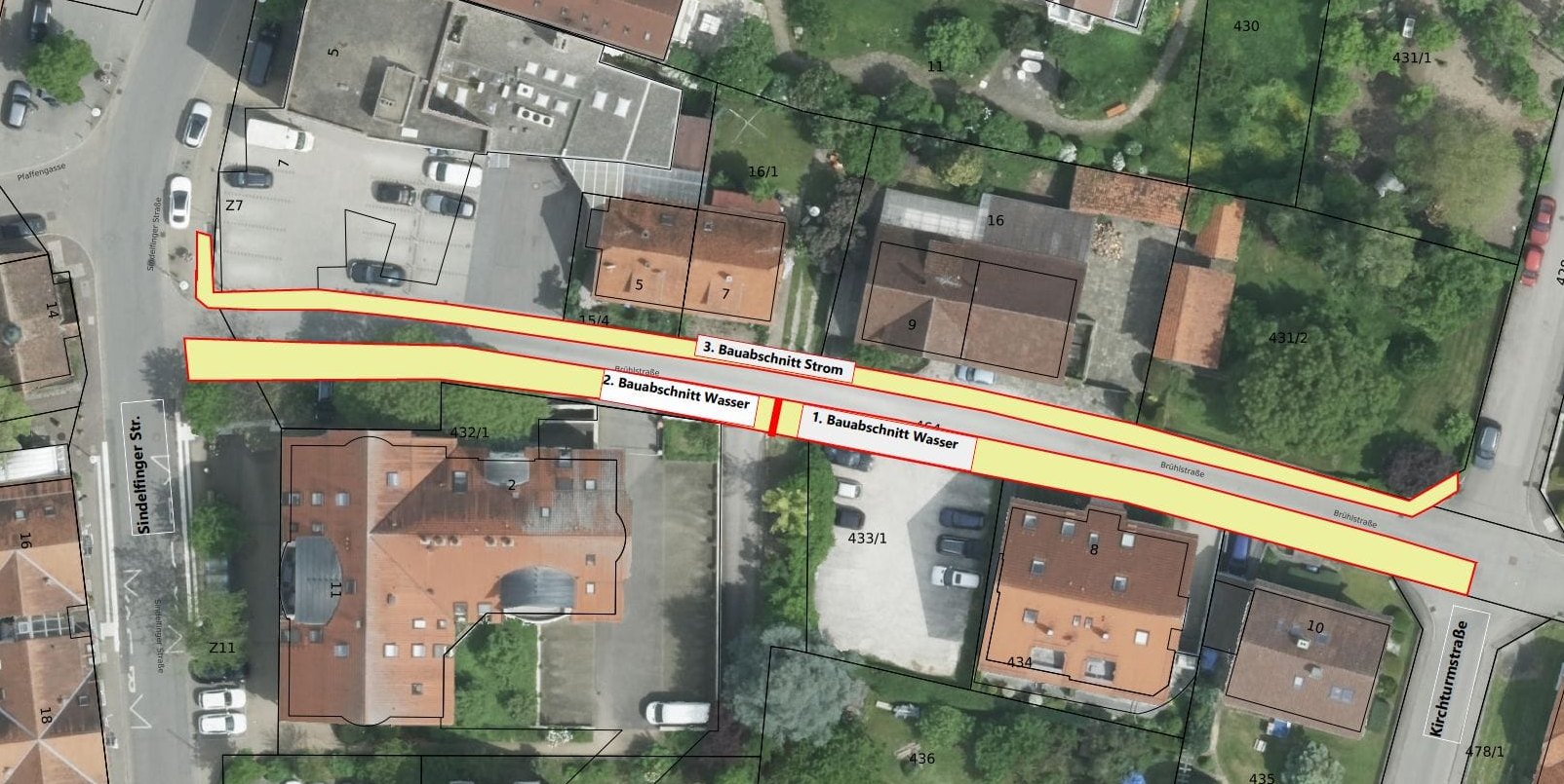 Bauvorhaben in der Maichinger Brühlstraße.