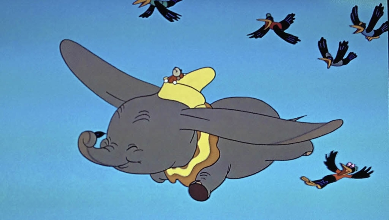 War ja klar, dass die großen Ohren zu etwas gut sein müssen. „Dumbo, der fliegende Elefant“ hat seine Bestimmung gefunden.   Bild: z