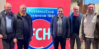Fünf Ehninger in Heidenheim: Dieter Bengel, Hubert Reichert, Ari Papadopoulos, Uwe Bengel und Jürgen Arndt (von links).