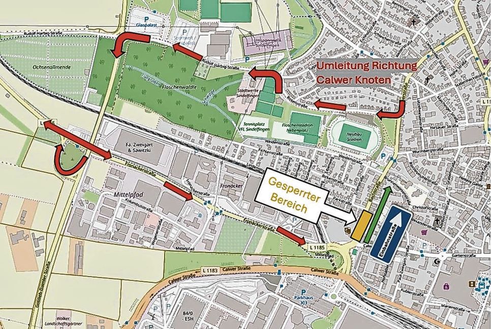 So sieht der Umleitungsvorschlag aus.