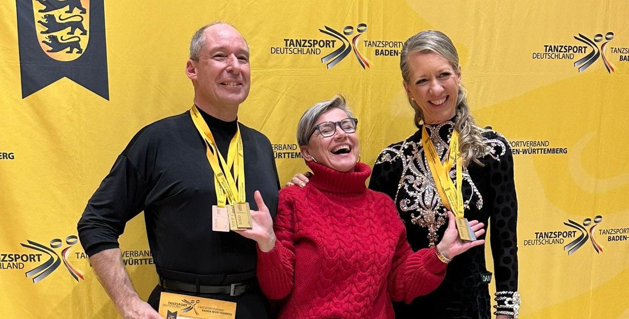 Erfolgreiche Landesmeisterschaften in Freiberg am Neckar: Peter Hanf, Trainerin Garcia Lopez und Susanne Schwarz.