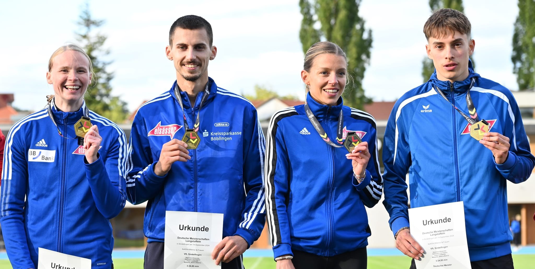 Mixed-Staffel-Gold zum Saisonabschluss (von links):  Jessica-Bianca Wessolly, Constantin Preis,  Lisa Hartmann und  Alexander Stepanov.