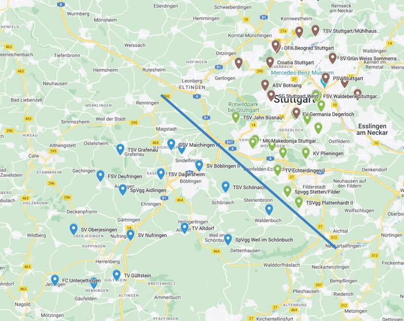 Nach aktuellem Stand müsste keine Mannschaften von Stuttgart nach Böblingen (oder umgekehrt) verschoben werden.Grafik: WFV