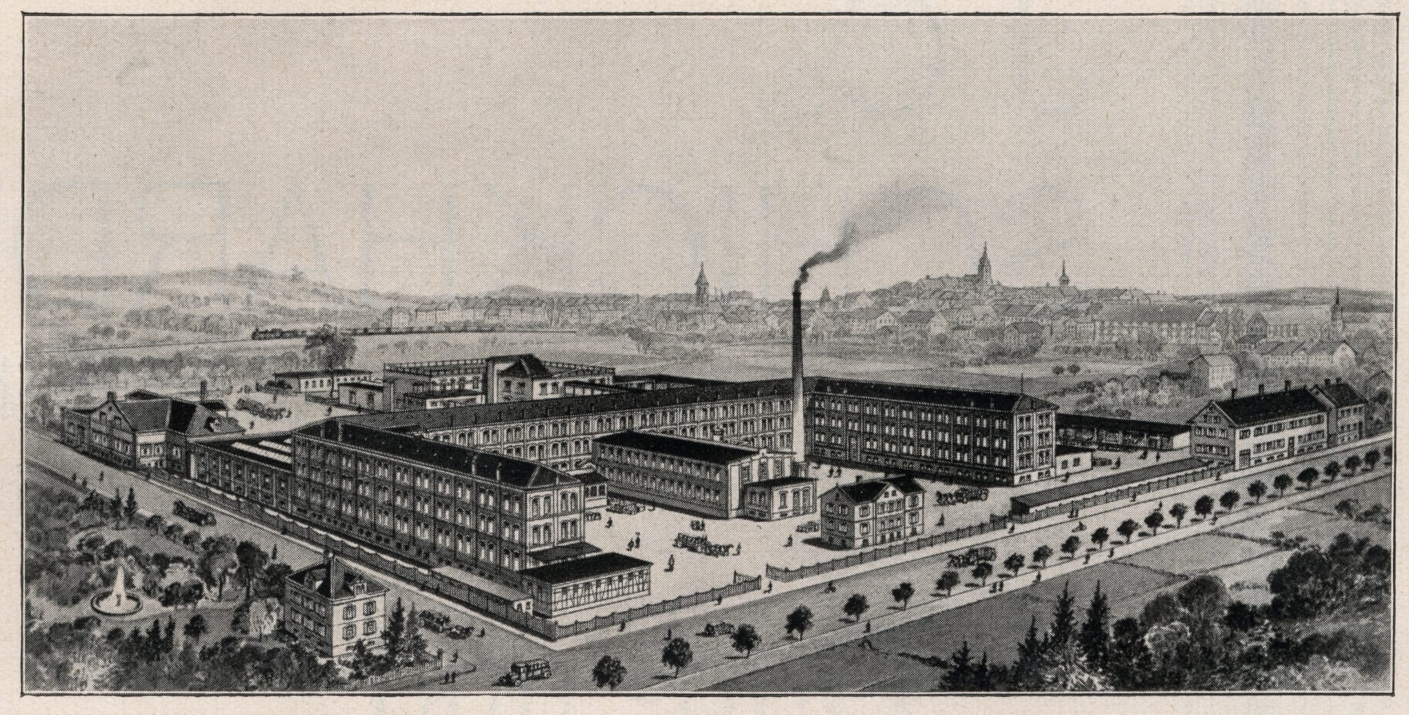 Das Fabrikgebäude von Hautana um 1920.