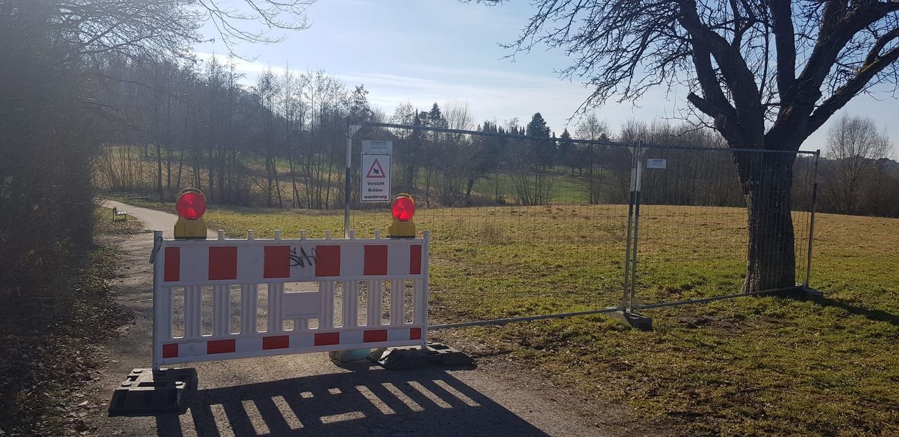 Am Böblinger Zimmerschlag war ein Weg während der Krötenwander-Phase zeitweise gesperrt.