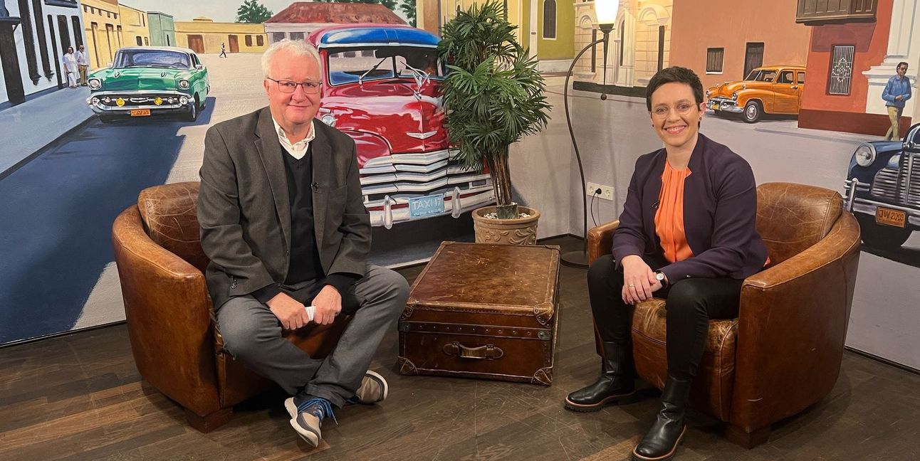 Schönaichs Bürgermeisterin Anna Walther im Stadtgespräch Böblingen mit Hans-Jörg Zürn.
Bild: Regio TV