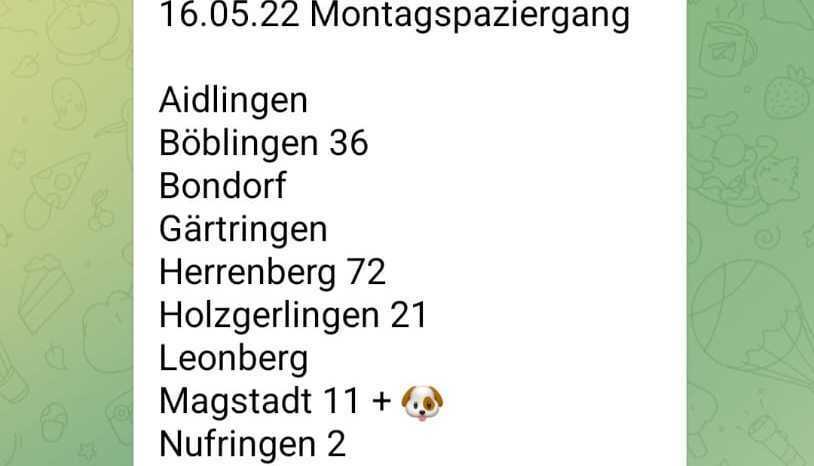 Der Ausriss einer Telegram-Statistik zum vergangenen Montag.