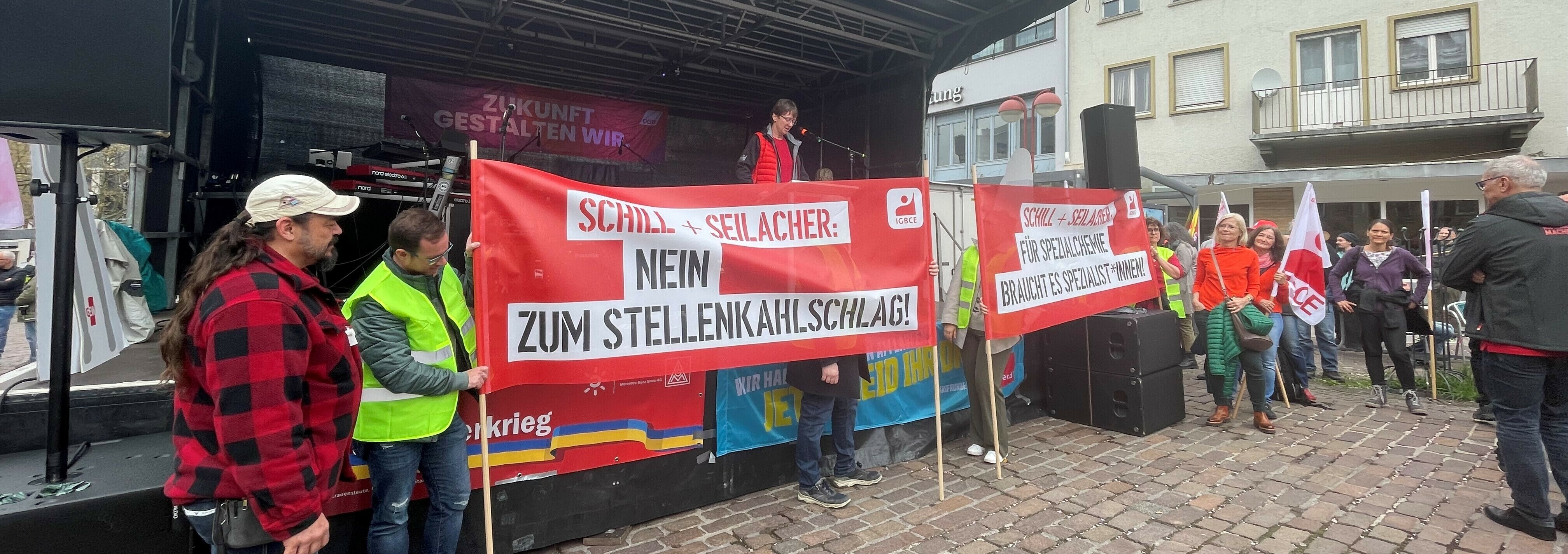 Catharina Clay, Landesbezirksleiterin bei der Industriegewerkschaft Bergbau, Chemie und Energie (IG BCE), kritisiert den Plan von Schill und Seilacher, Stellen abzubauen. Bild: Gospodarczyk