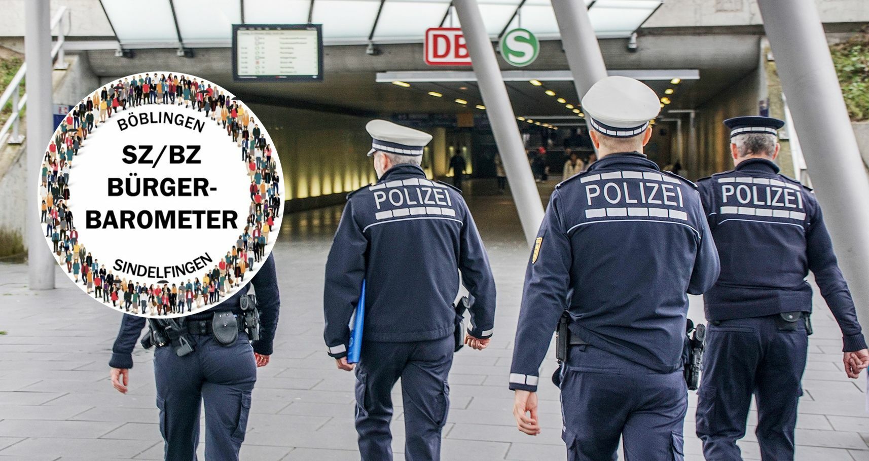 Die Polizei kontrolliert am Böblinger Bahnhof. Zusammen mit dem Flugfeld ist er eines der heißeren Pflaster – aber kein „Hotspot“, sagt Böblingens Polizeichef Dierk Marckwardt. Bild: Dettenmeyer/A